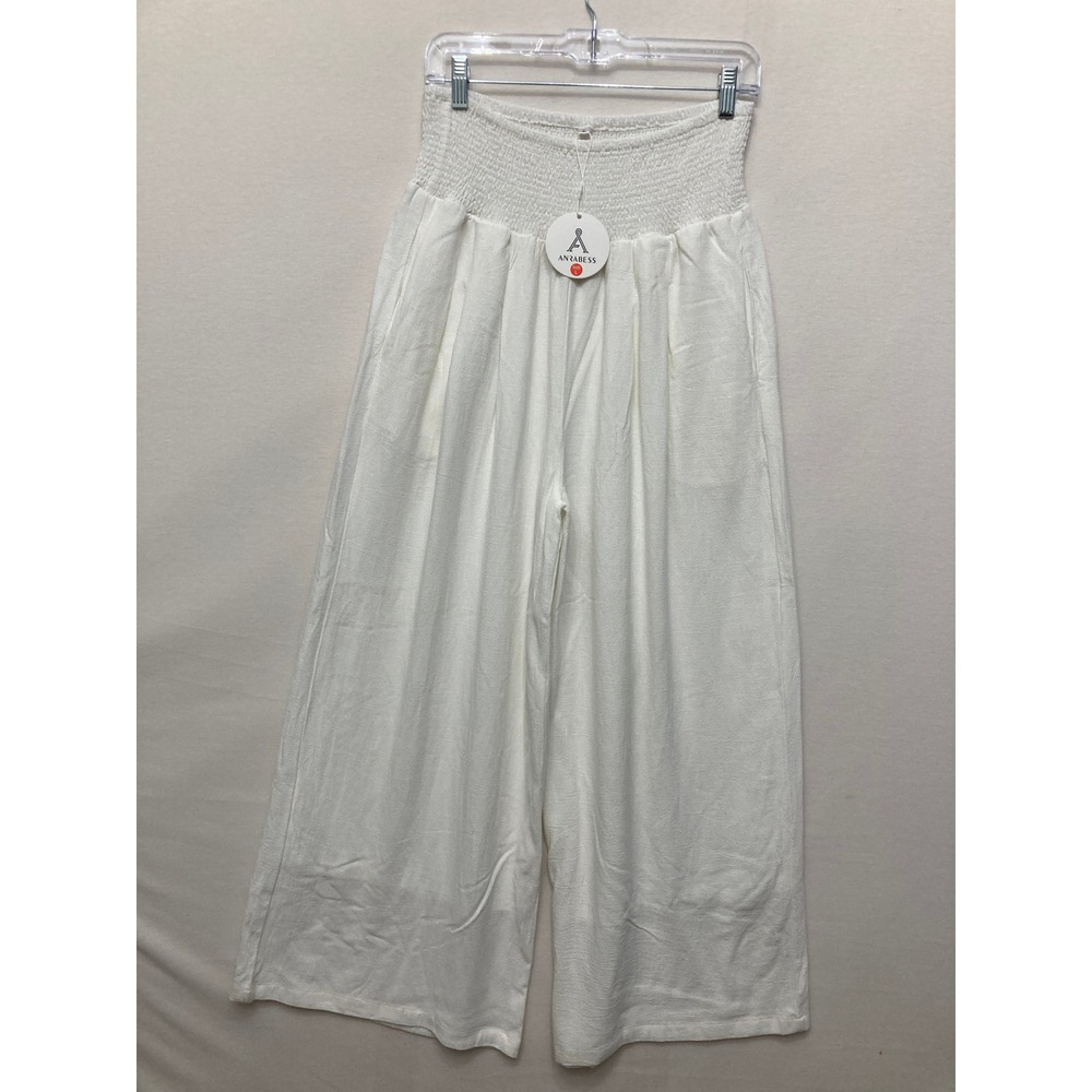New Anrabess Linen Blend Wide Leg Pants Large Summer High Waist Beach Vacation